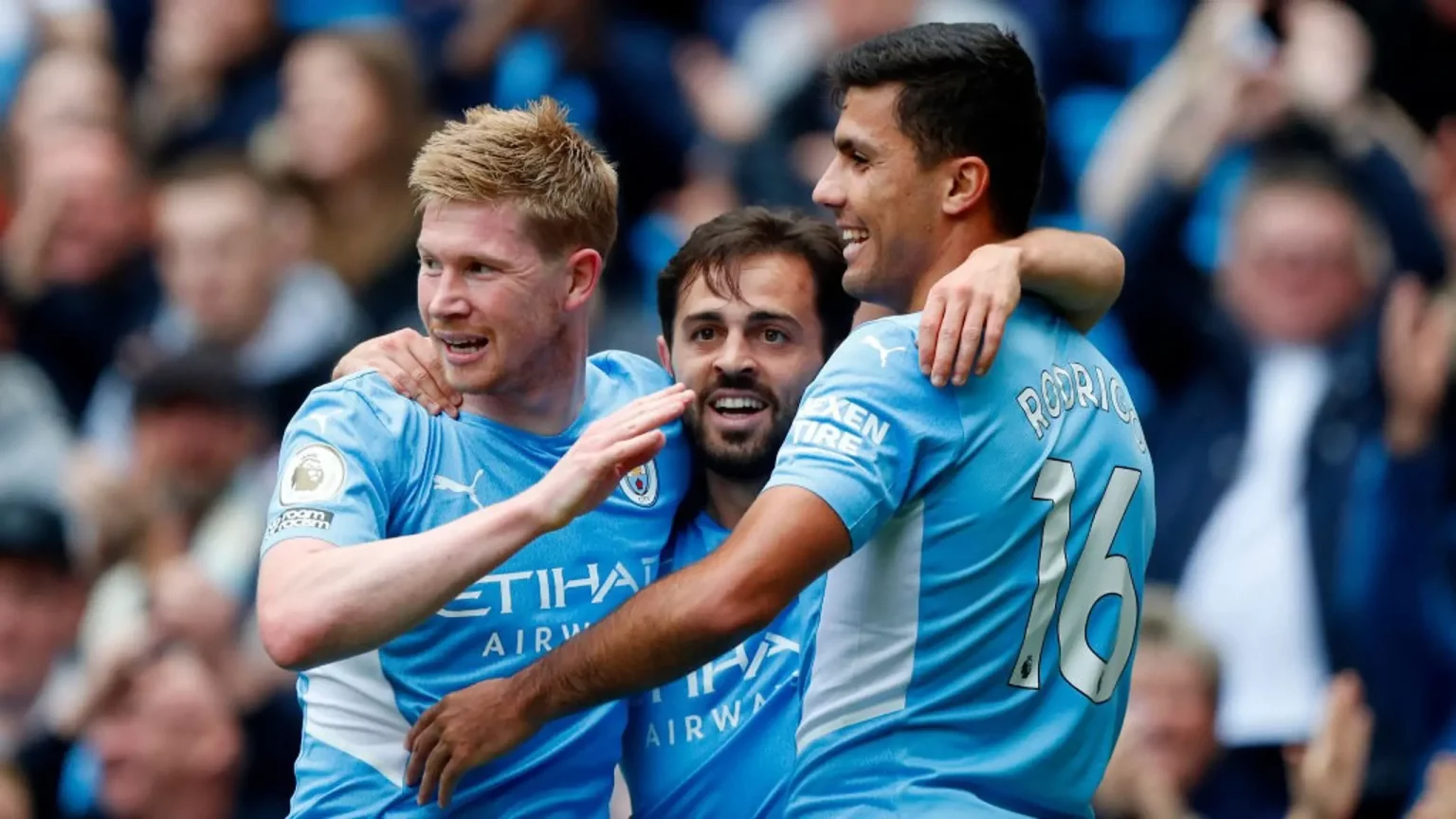 kevin de bruyne bernardo silva rodri celebration burnley